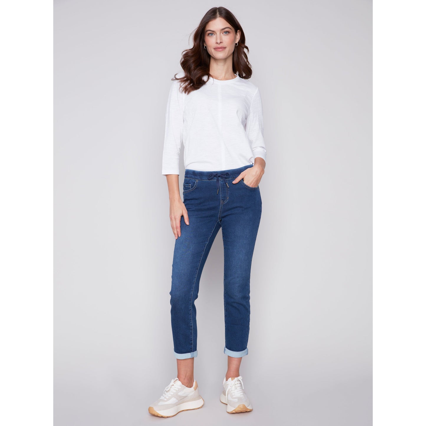 Charlie B Women's Knit Denim Joggers - Indigo