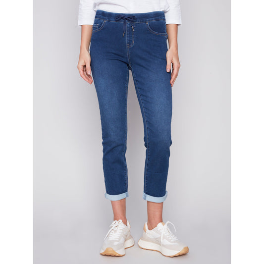 Charlie B Women's Knit Denim Joggers - Indigo