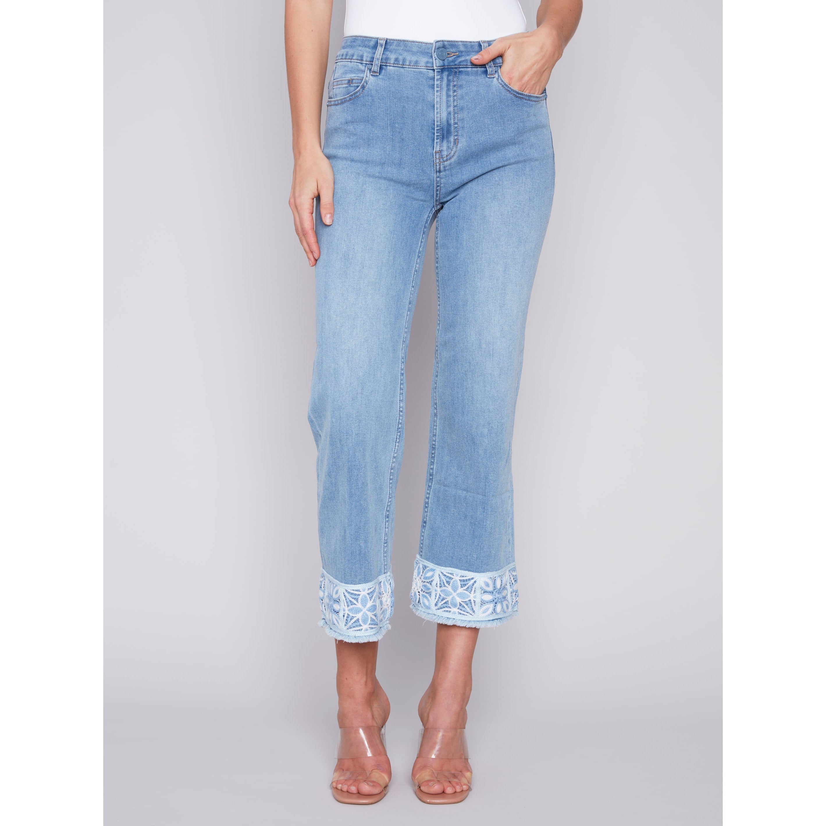 Women's printed hot sale denim jeans