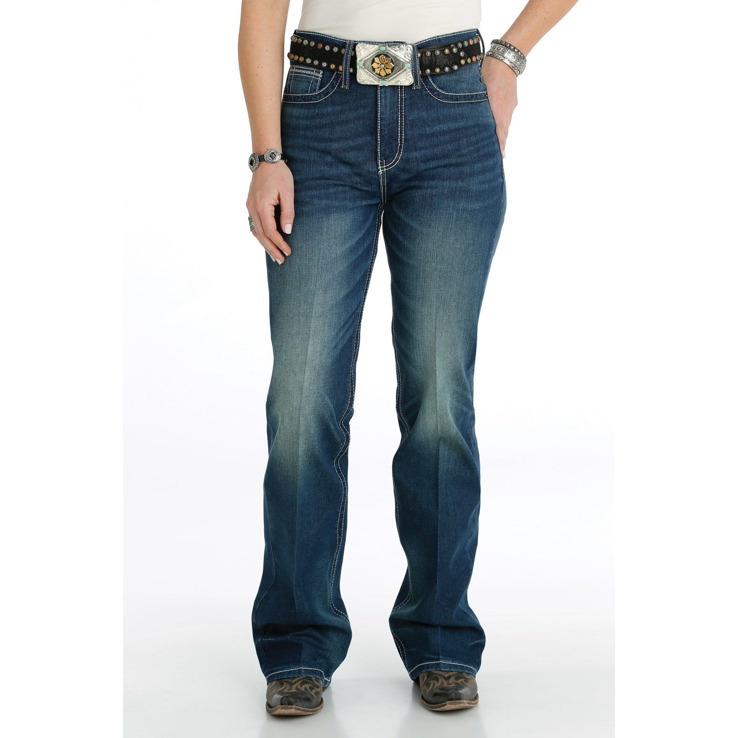 Cruel Girl Women's Skylar High Rise Bootcut Jeans - Dark Stonewash