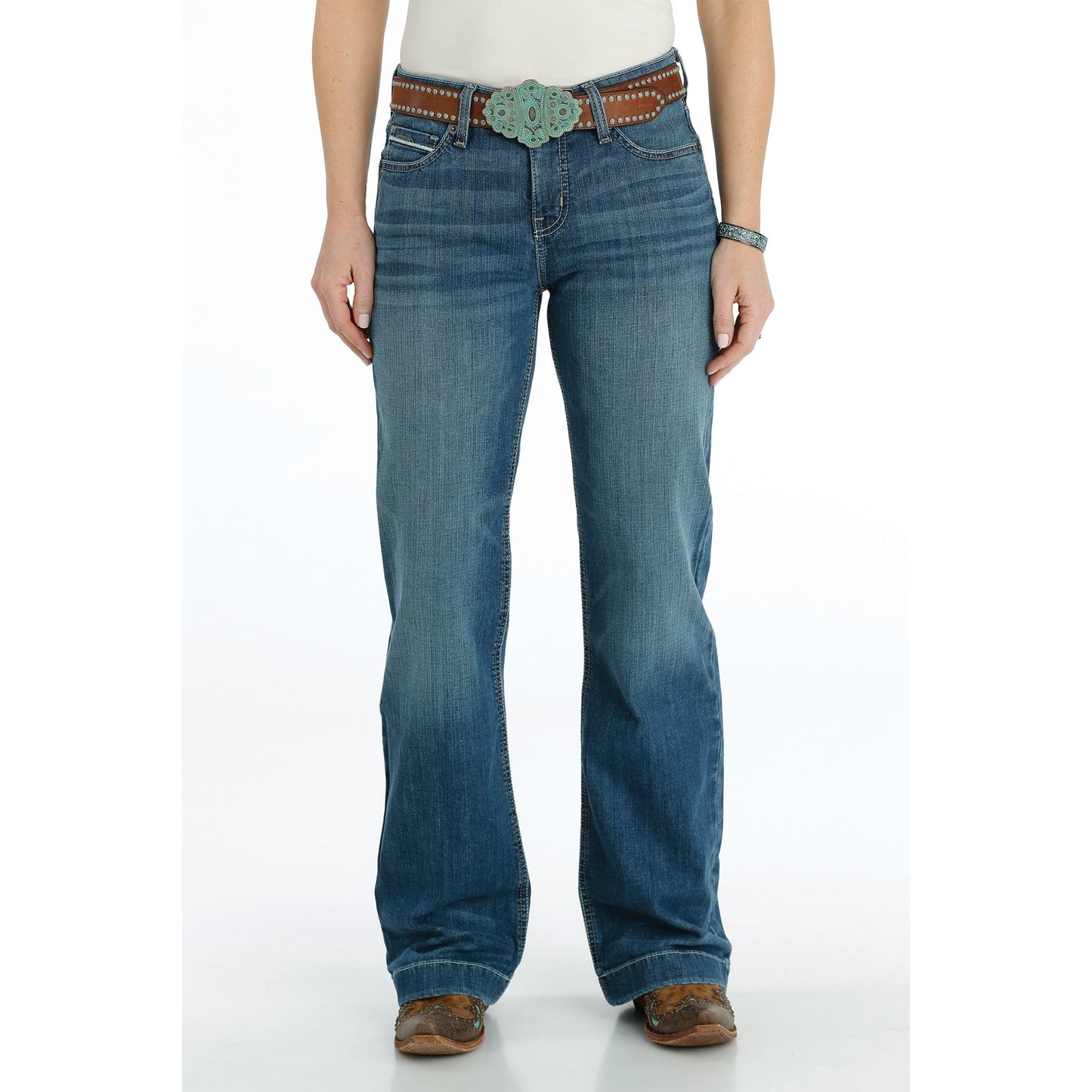 Cruel Women's Hayley Mid Rise Trouser Jeans - Medium Stonewash