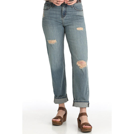 Cinch Women's Boyfriend Jeans- Medium Stone