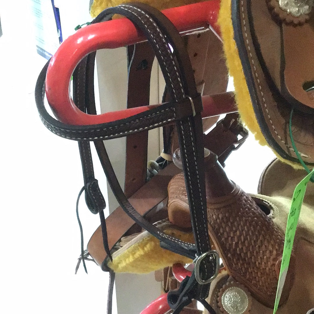 Irvine Basket Stamp Tie End Browband Headstall  - Pony