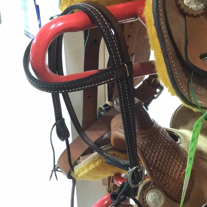 Irvine Basket Stamp Tie End Browband Headstall  - Pony
