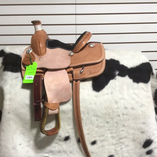 Irvine 10" Kid's Roper Saddle - 1/2 Basic Tooling Suede Seat