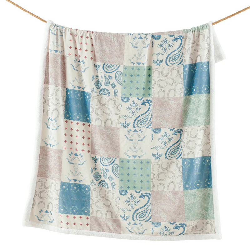 Hi End Accents Patchwork Paisley Campfire Sherpa Throw