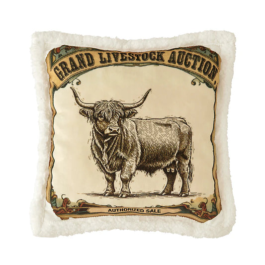 HiEnd Accents Cow Campfire 18 X 18 Sherpa Pillow