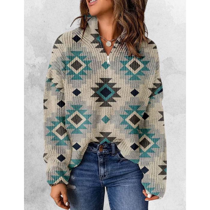 El Paso Women's Lightweight 1/2 Zip Aztec Pullover - Multiple Colours