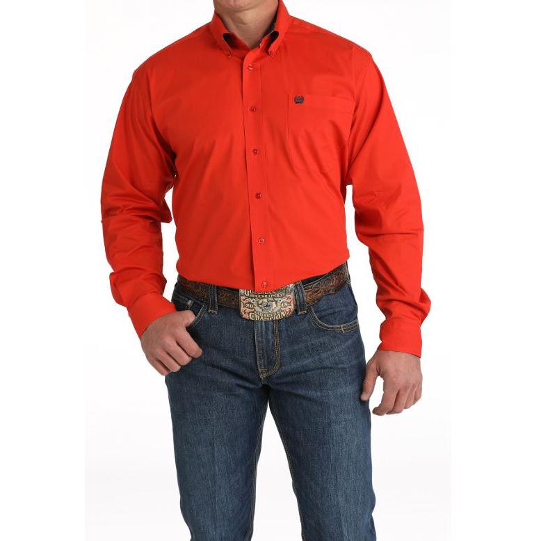 Cinch Men's Long Sleeve Geometric Button Down Western Shirt- Red