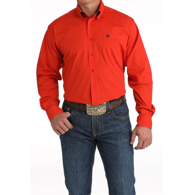 Cinch Men's Long Sleeve Geometric Button Down Western Shirt - Red