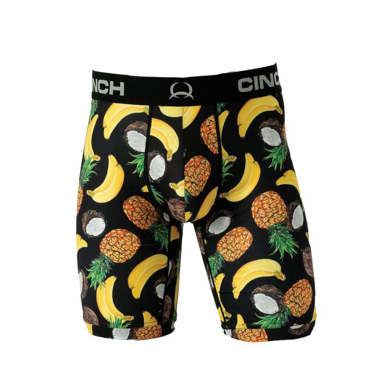 Cinch Mens 9" Pineapple Boxer Brief  Black