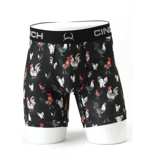 Cinch Men's Pin Up 6" Rooster Boxer Brief- Black