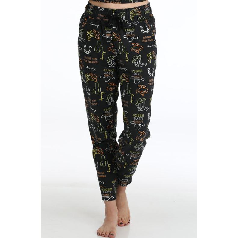 Cruel Women's Western Bronc Print Jogger- Black