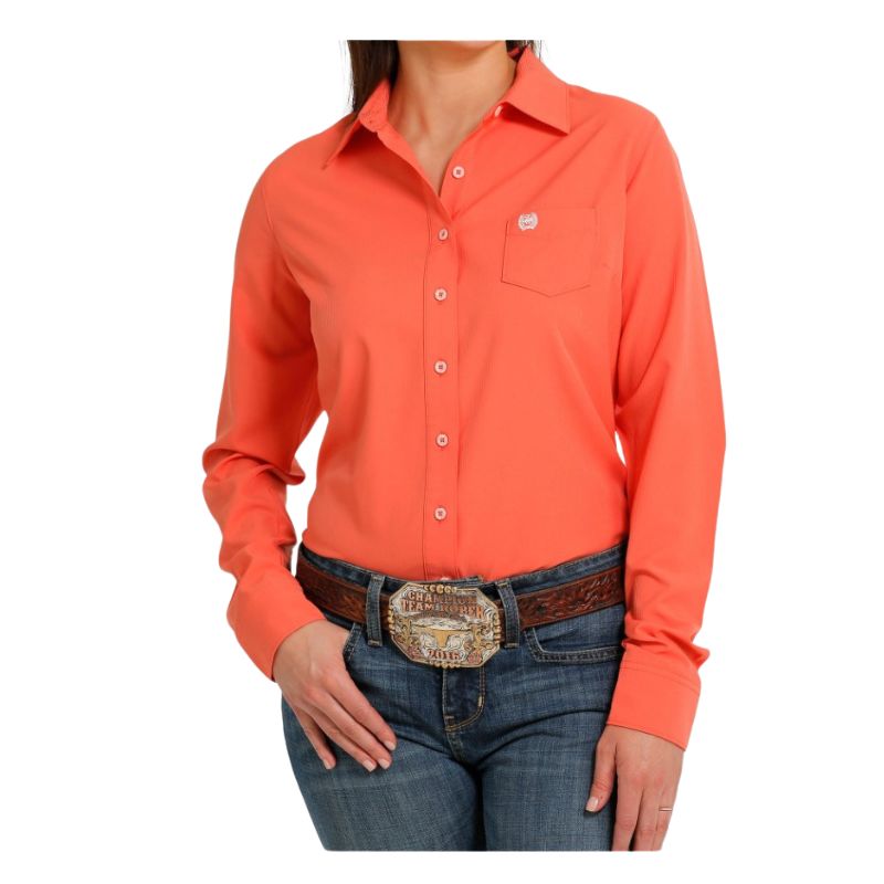Cinch Women's LS Arenaflex Shirt - Coral