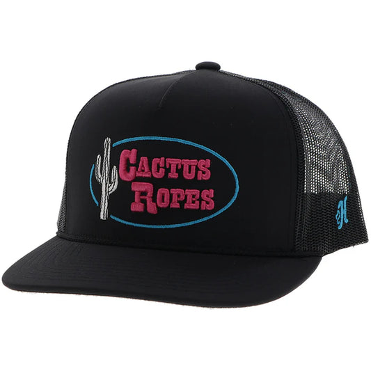 Hooey Cactus Ropes w/Stitching Hybrid Bill Trucker Cap - Black