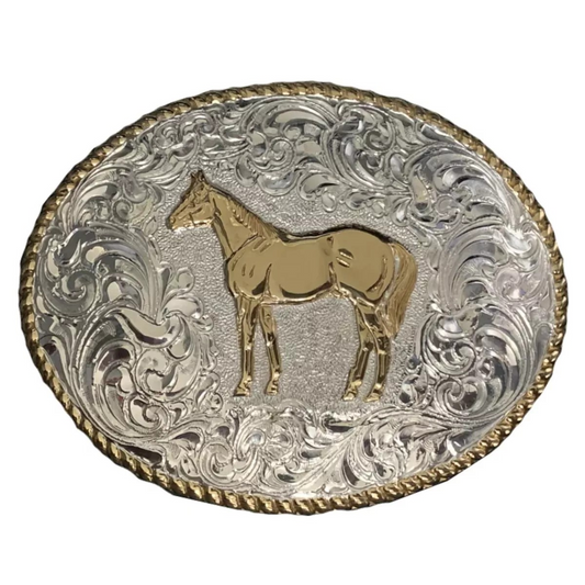 Crumrine Oval Standing Horse Buckle