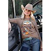 Cruel Girl  Women's Branding Scene Long Sleeve Tee Shirt- Khaki