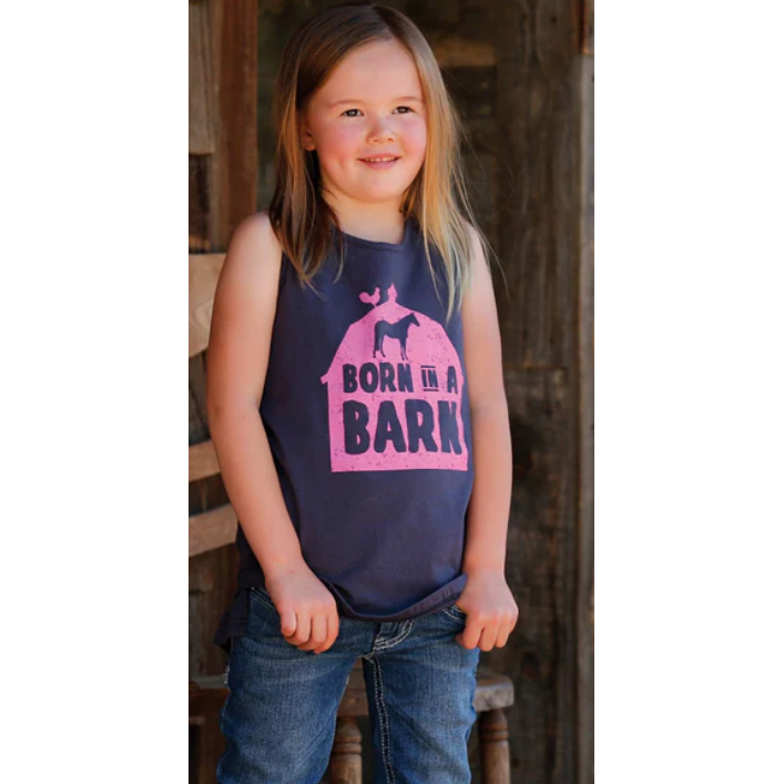 Cruel Girl Girl's "BORN IN A BARN" Racer Tank - Charcoal