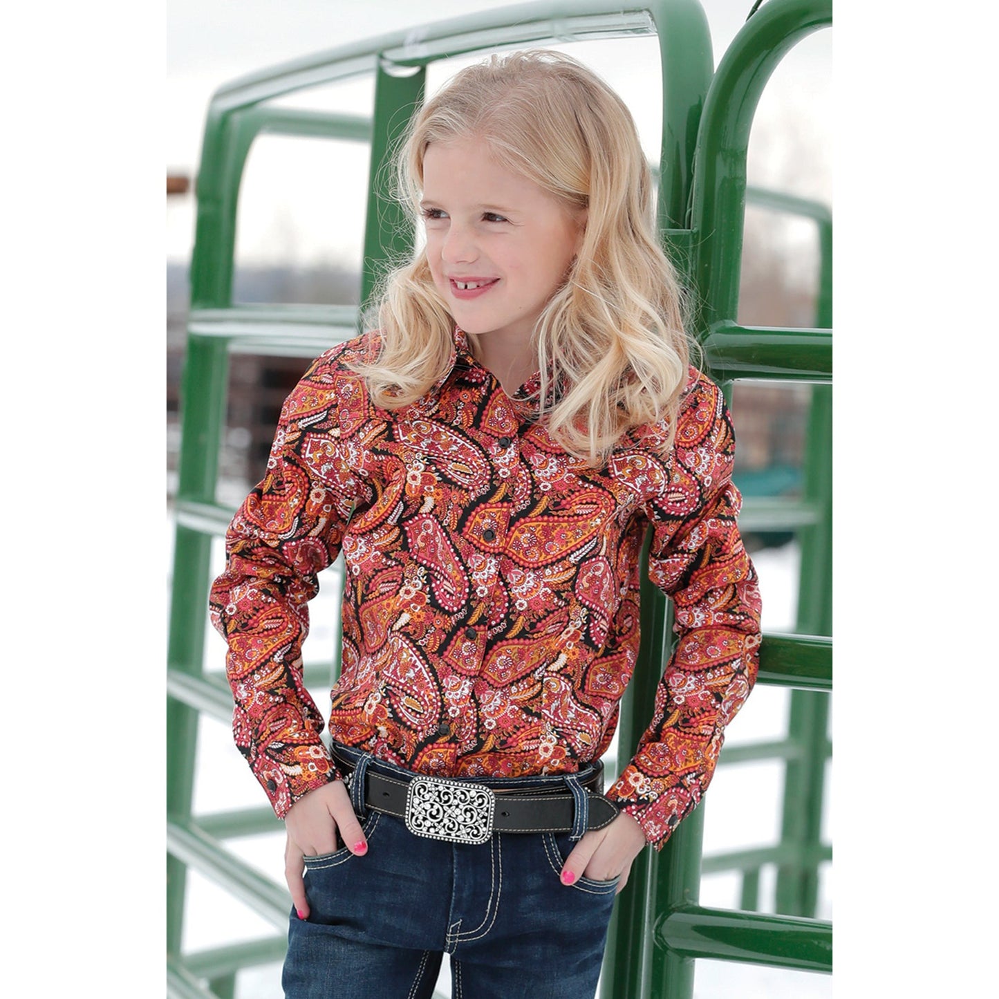 Cruel Girl Girl's LS Print Shirt - Black