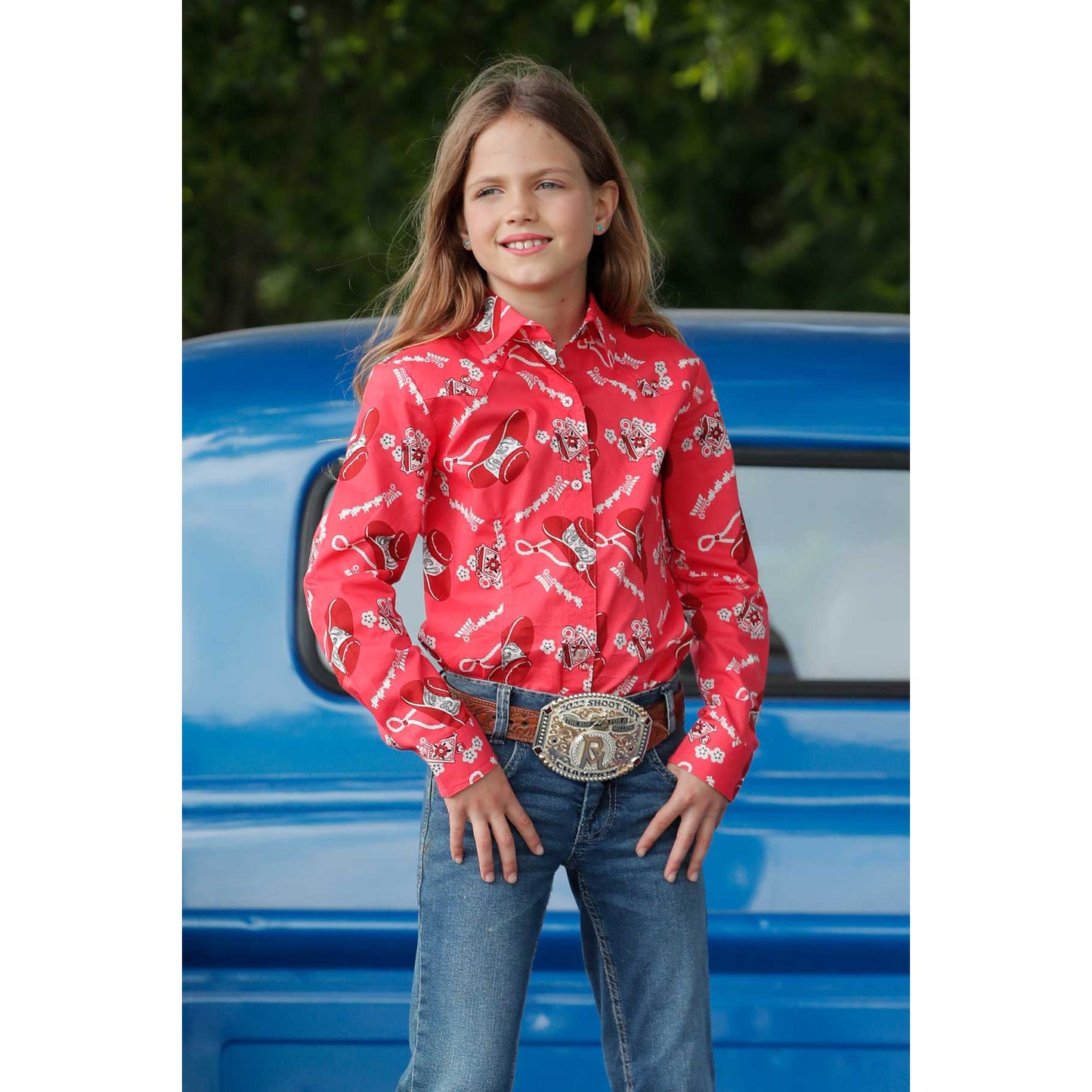 Cruel Girl Girl's Long Sleeve Print - Coral