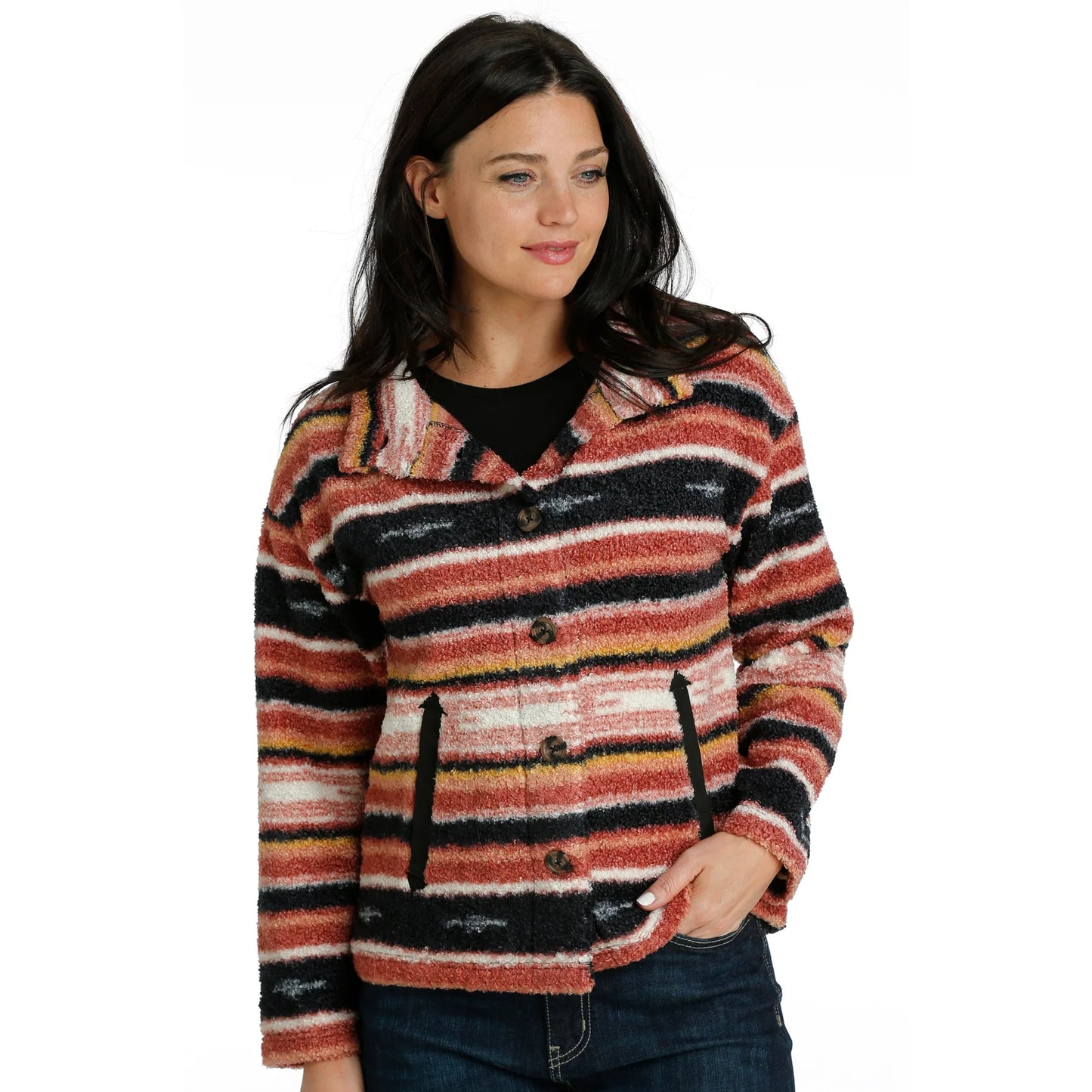 Cinch Women's Striped Fleece Jacket