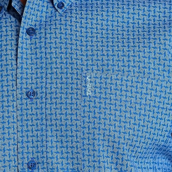 Cinch Men's Long Sleeve Geo Print Shirt - Royal Blue