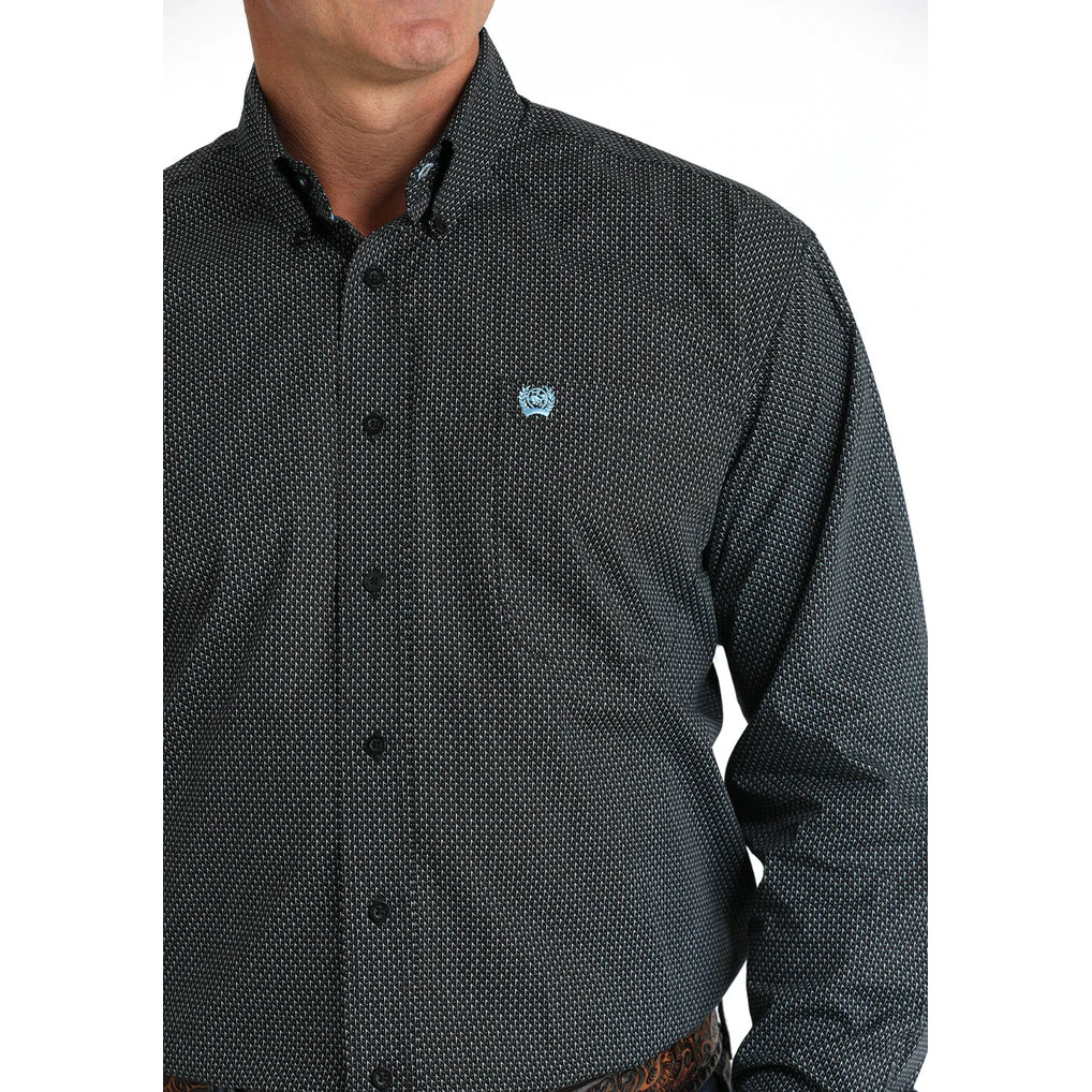 Cinch Classic Fit Long Sleeve Men's Cotton Print Shirt - Black