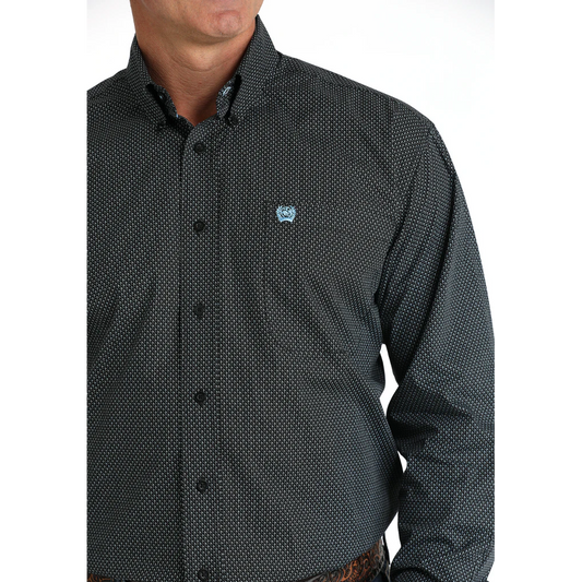 Cinch Classic Fit Long Sleeve Men's Cotton Print Shirt - Black