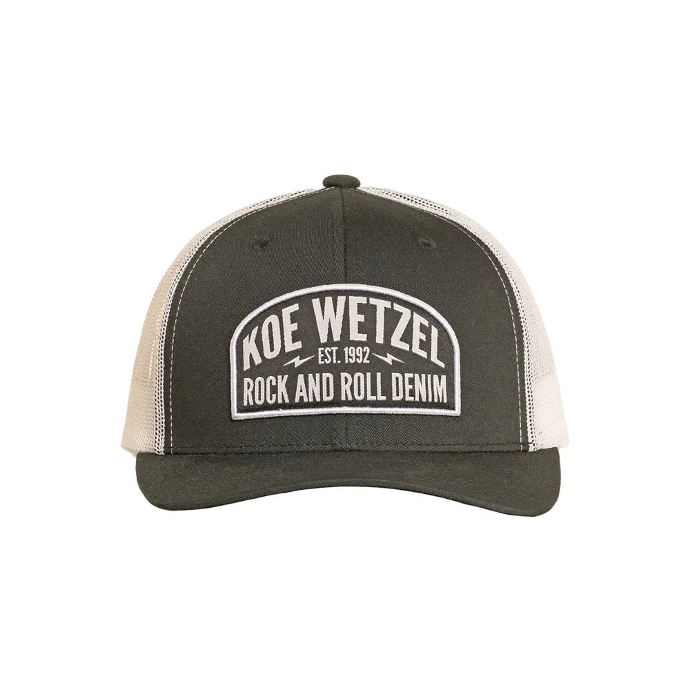 Rock & Roll Denim Koe Wetzel Mesh Snapback Curved Brim Cap - Black