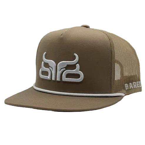 Baredown Brand Deadwood Flat Bill Ball Cap - Brown/White