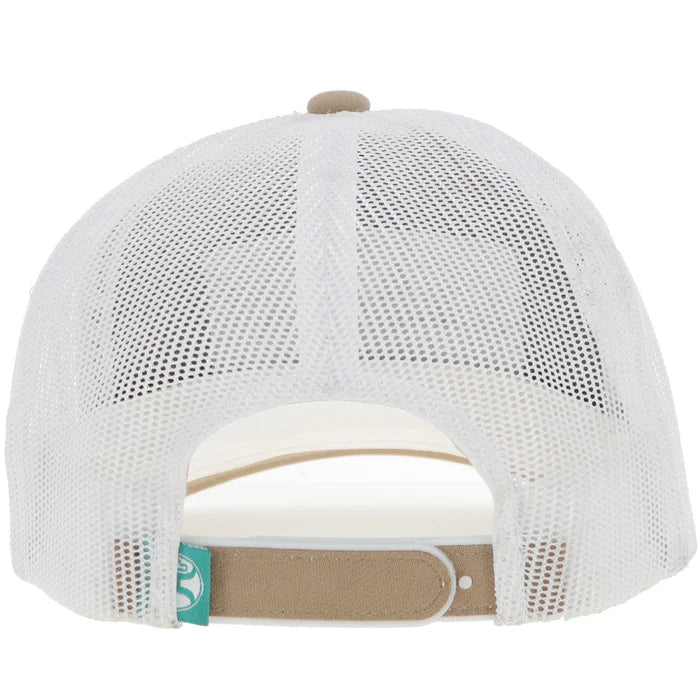 Hooey Rank Stock Hybrid Bill Trucker Cap - Tan/White