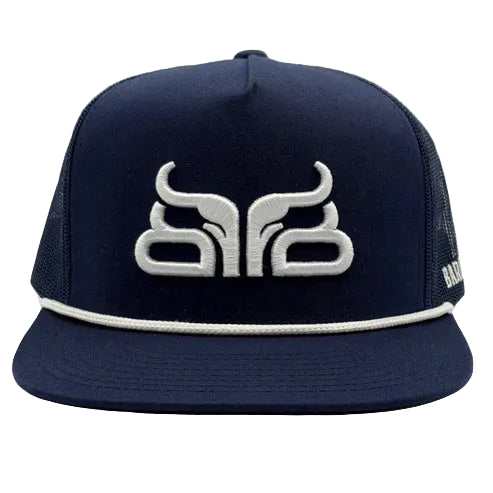 Baredown Brand Night Shift Flat Bill Ball Cap - Navy/White