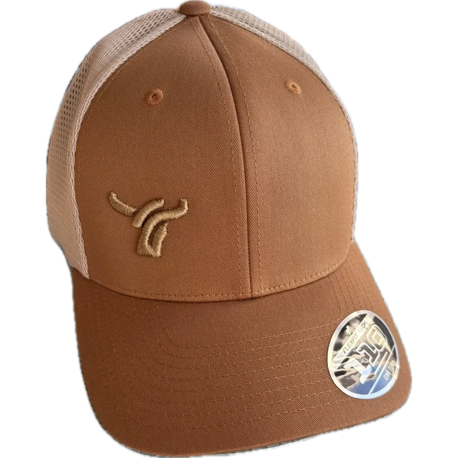 B8 Ranch Apparel 110 Flexfit SMALL Logo Cap - Caramel/Khaki