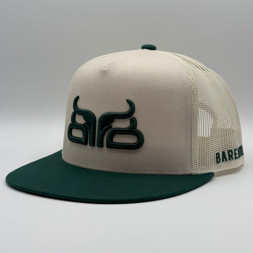Baredown Brand Pine Ridge Flat Bill Cap - Cream/Green