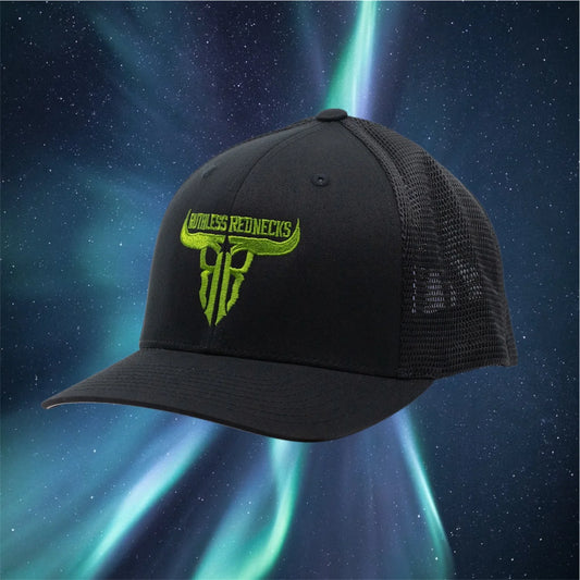 Ruthless Rednecks Raw Talent Curved Brim Patch Hat - Black/Lime