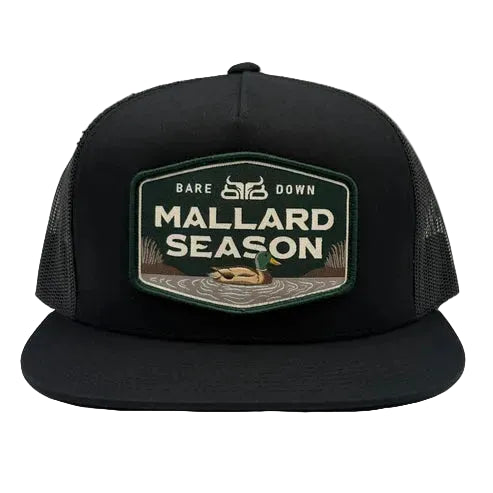 Baredown Brand Mallard Season Flat Bill Ball Cap - Green/Black