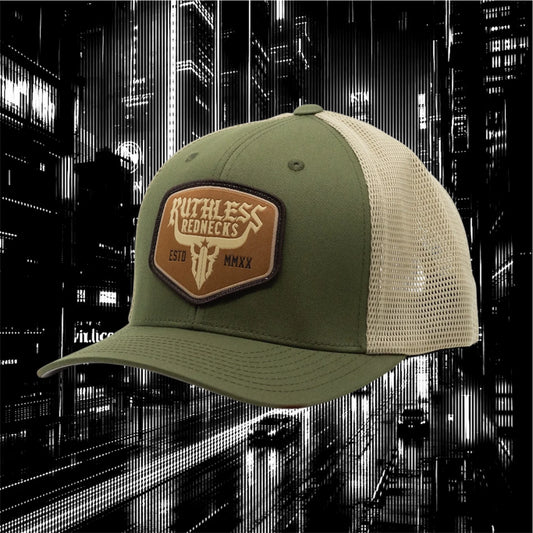 Ruthless Rednecks Raw Talent Curved Brim Patch Hat - Olive Khaki