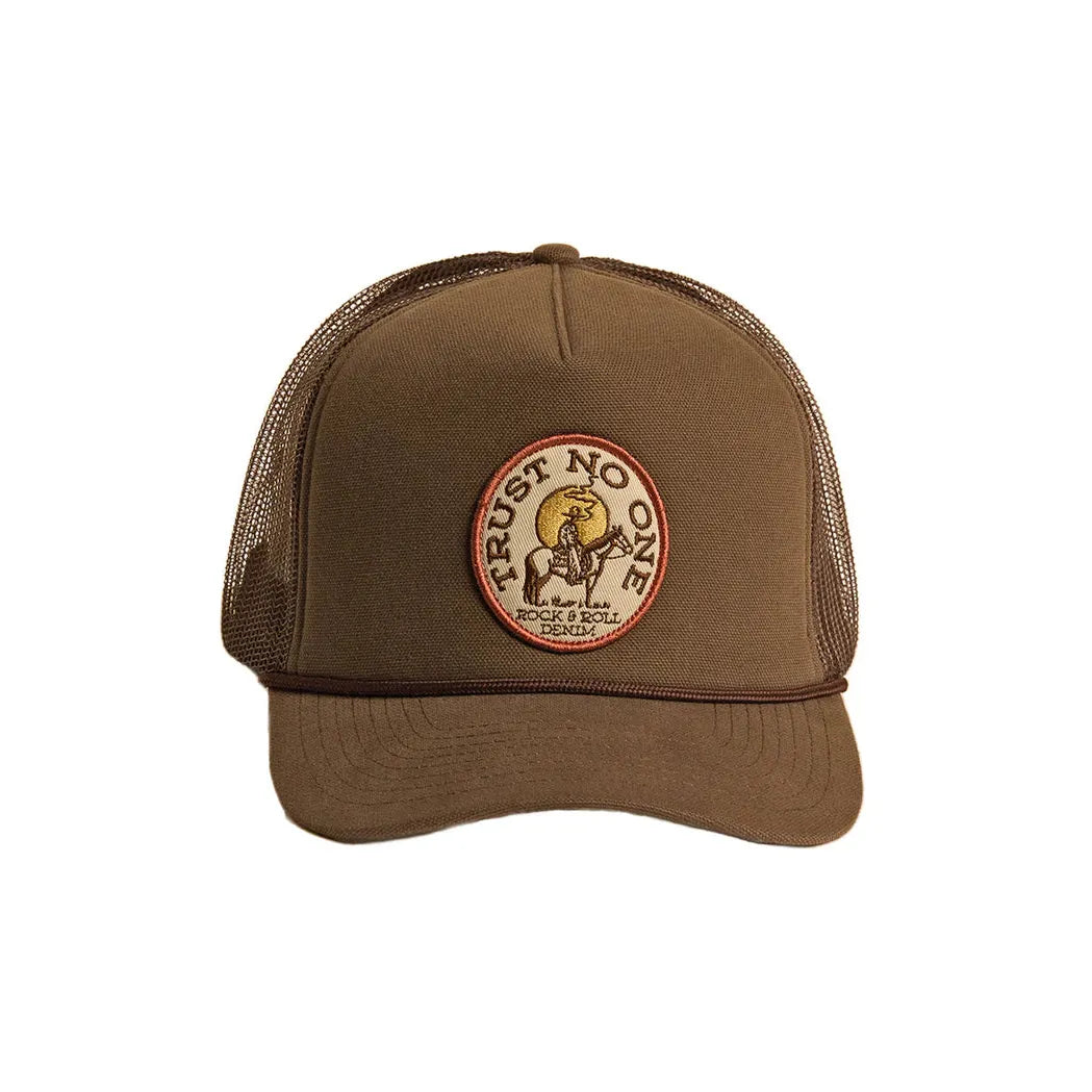 Rock & Roll Trust No One Patch Curved Bill Cap - Olive