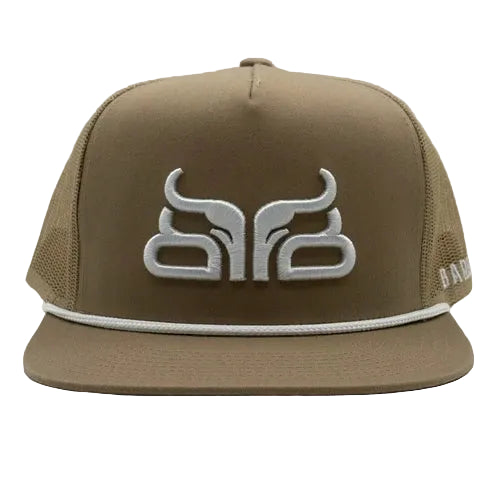 Baredown Brand Deadwood Flat Bill Ball Cap - Brown/White
