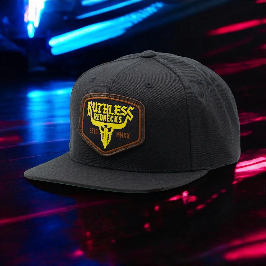 Ruthless Rednecks Raw Talent Flatbrim Patch Hat - Black/Yellow