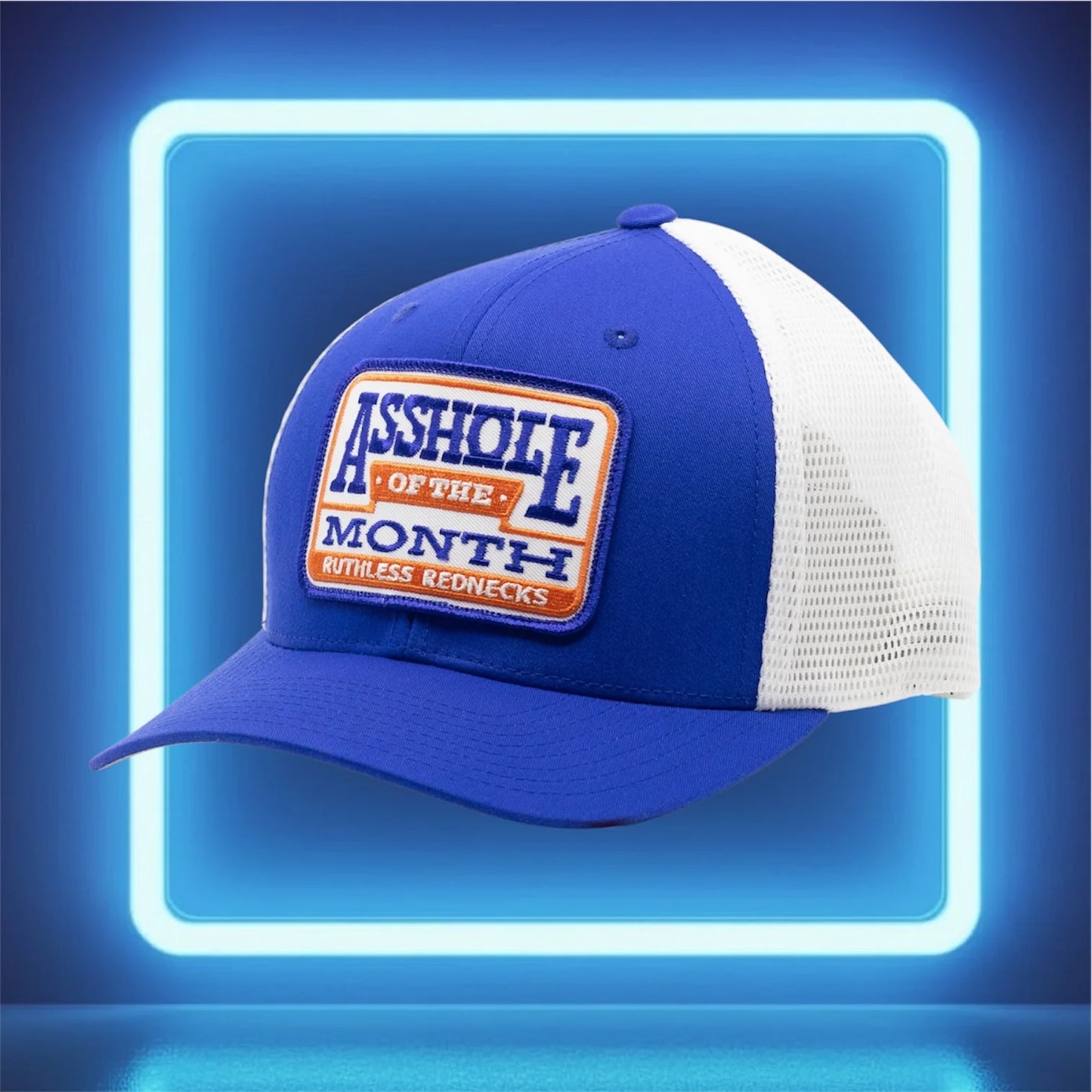 Ruthless Rednecks Asshole Of The Month Curved Brim Hat - Blue/White
