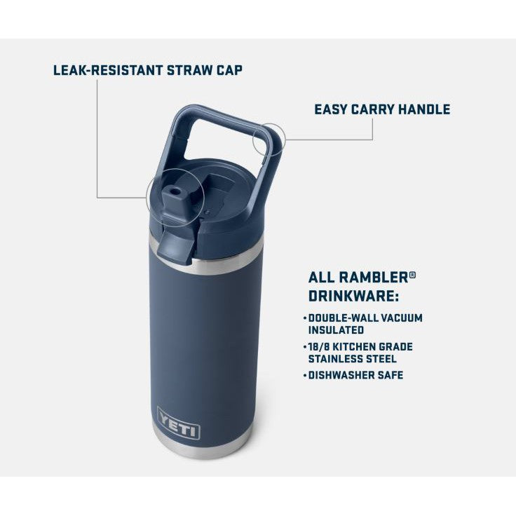 YETI Rambler 532 mL Water Bottle with Straw Cap