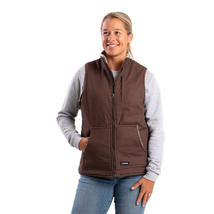 Berne Women's Sherpa Lined Softstone Duck Vest - Tuscan