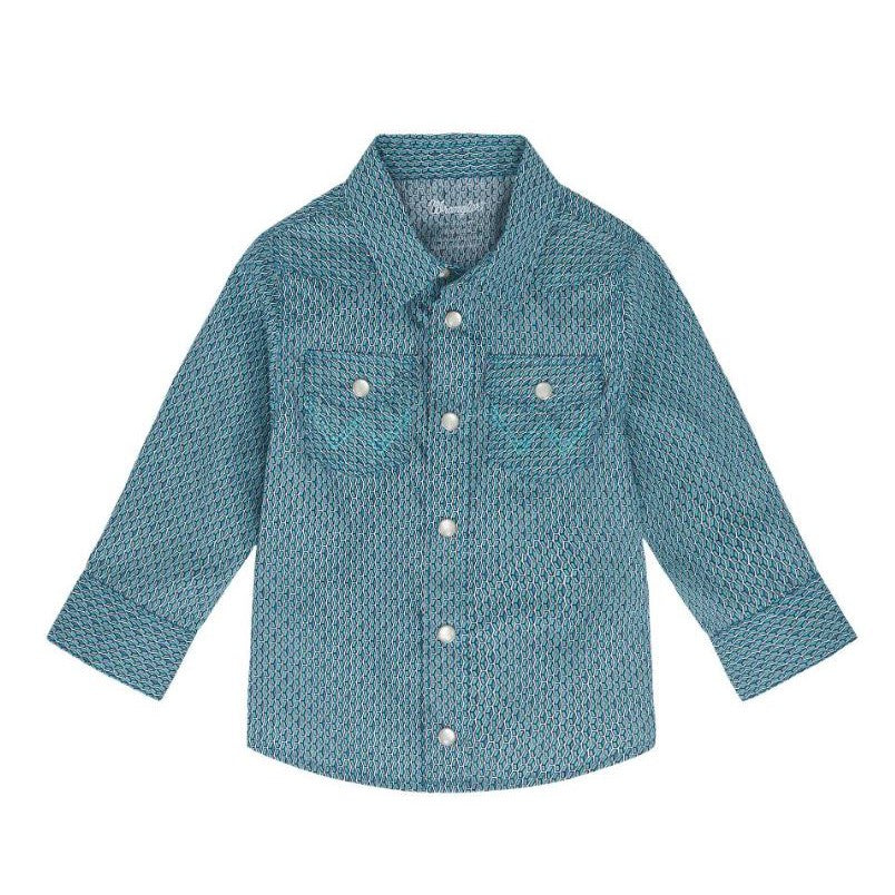 Wrangler Baby Boy Woven Long Sleeve Shirt - Turquoise