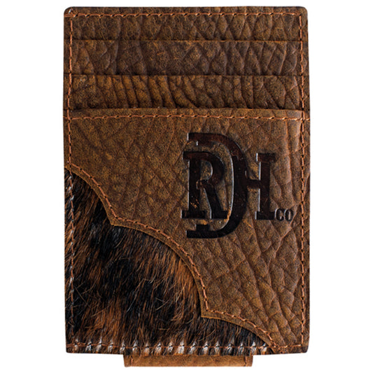 Red Dirt Men's Magnet Clip Yoke with Hair on Leather Card Case - Brown