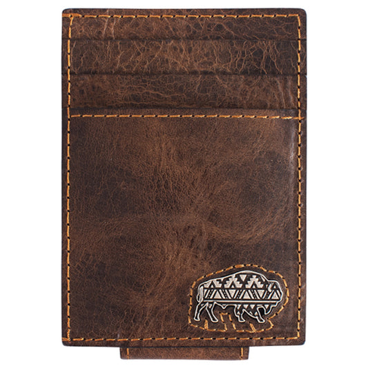 Red Dirt Men's Bison Concho with Magnetic Clip Leather Card Case - Brown