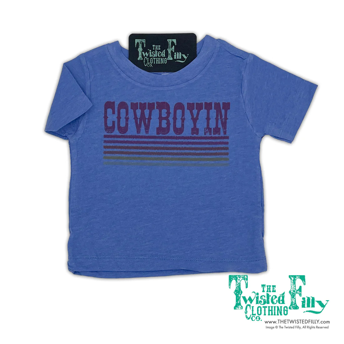 Twisted Filly Youth Retro Cowboyin Short Sleeve Tee - Blue