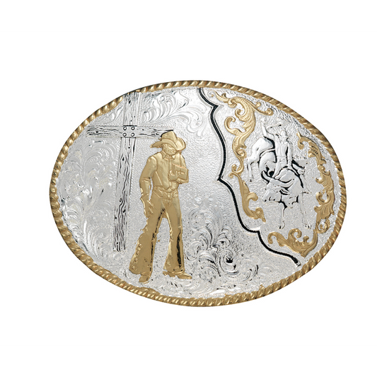 Crumrine Oval Buckle - Bull Rider Cross