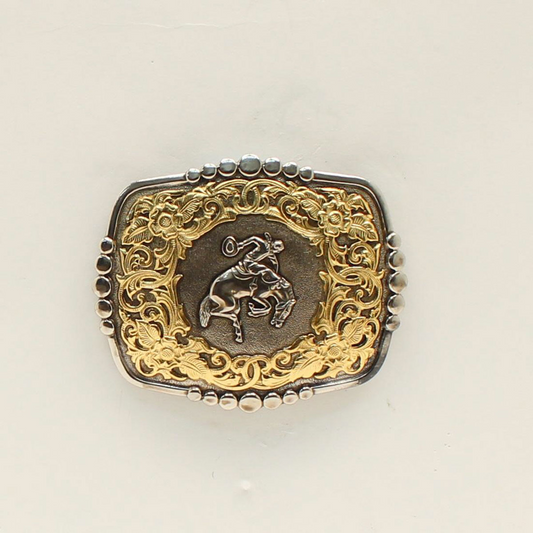 Crumrine Rectangle Bucking Bronco Dot Edge Buckle