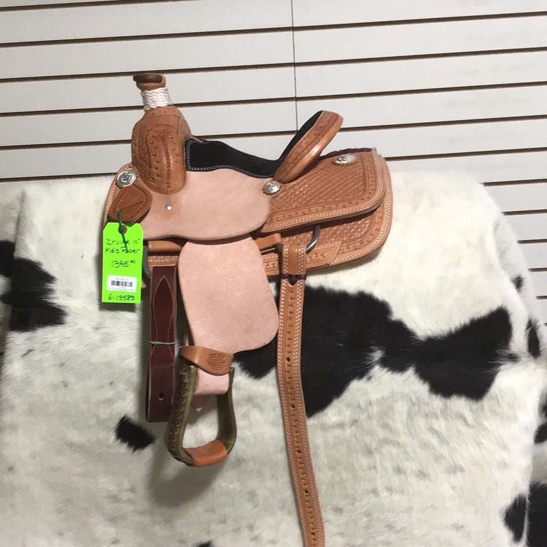 Irvine 10" Kid's Roper Saddle - 1/2 Basic Tooling Suede Seat
